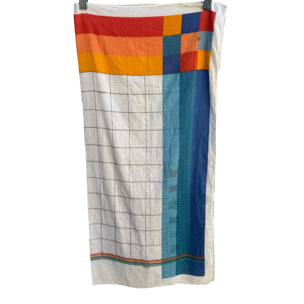 Nik-Nik Vintage 70s Avant Garde Disco Nautical Geometric‎ Grid Scarf Pop Art